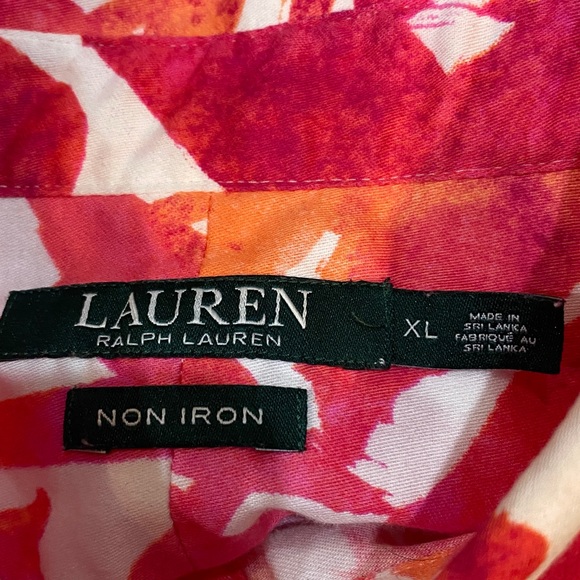 Lauren Ralph Lauren Pink and Orange Floral Button Down Shirt 100% Cotton - Picture 5 of 6